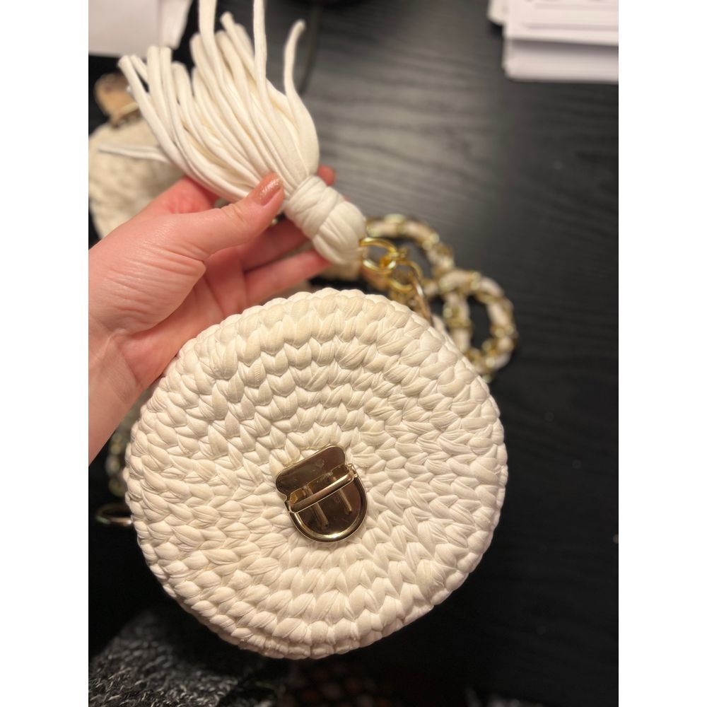 Handmade crochet white mini bag‎ hand knitted shoulder purse - Picture 5 of 7